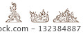 Fire flames vector set. Collection of sketches of fire flames in different shapes of burning fire. Ideal for fireplaces, heat energy or hot temperature concepts. 132384887