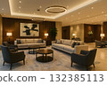 The hotel lobby interior features impressive modern art 132385113