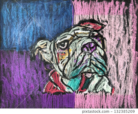 鬥牛犬插圖（狗） 132385209