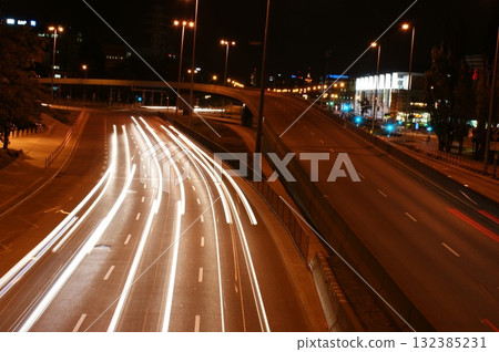 city lights long exposure street life in the city speed highway 132385231