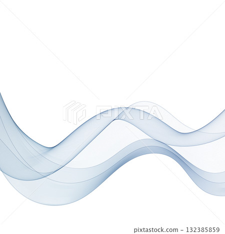 Monochrome abstract wave of thin blue lines on a clean white isolated background. Eps 10 132385859
