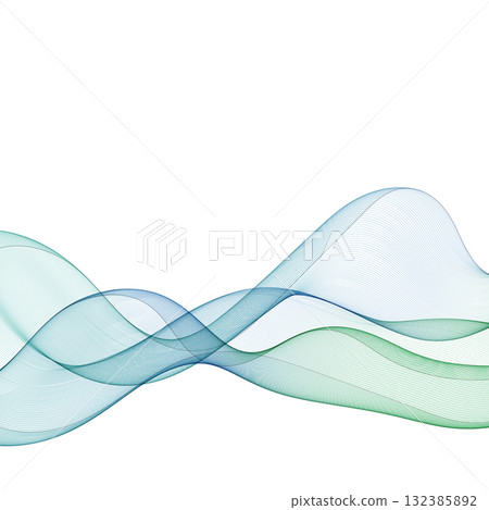 Intertwining abstract waves of blue-green gradient create an elegant futuristic background. Eps 10 132385892
