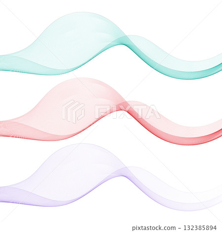 Three parallel abstract waves: cyan, red, and purple, on a clean white background. Eps 10 Three parallel abstract waves: cyan, red, and purple, on a clean white background. Eps 10 132385894