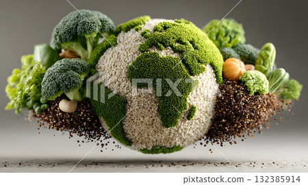 Earth planet symbolizing the World Vegan day 132385914