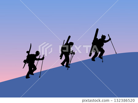 Backcountry mountain climbing illustration Backcountry mountain climbing illustration 132386520