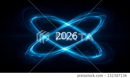 未來「2026」倒數計時－以藍光速度移動的時空視覺效果 132387136