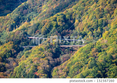 "Okuhida Onsen Village in Autumn" R158 Hirayu Pass seen from Awa Pass 132387160