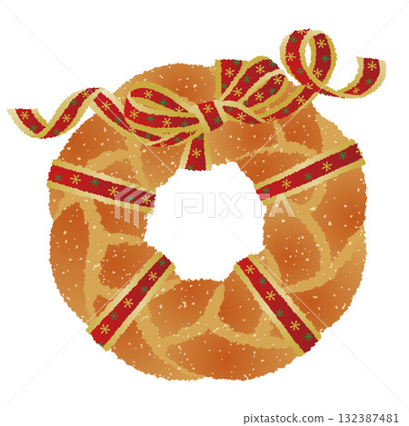 Handmade wreath bun_Stylish Christmas wreath decoration_Red ribbon Handmade wreath bun_Stylish Christmas wreath decoration_Red ribbon 132387481