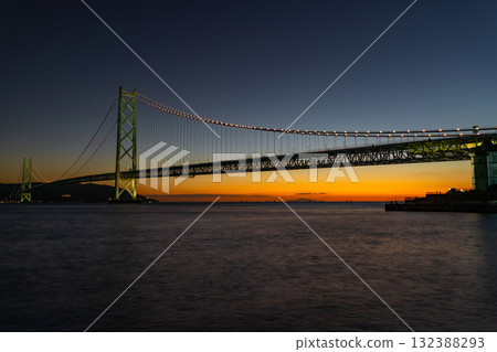 Akashi Strait Bridge, lighted up 132388293