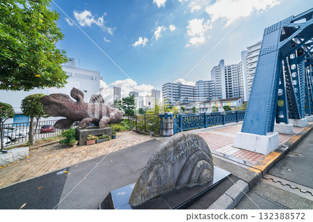 "Tokyo" Nishi-Fukagawa Bridge, Fukagawa cityscape, Koto Ward 132388572
