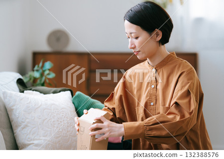 A woman using online shopping A woman using online shopping 132388576