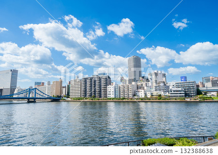 "Tokyo" Sumida River scenery near Fukagawa, Koto Ward 132388638