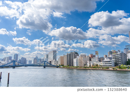 "Tokyo" Sumida River scenery near Fukagawa, Koto Ward "Tokyo" Sumida River scenery near Fukagawa, Koto Ward 132388640