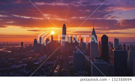 黃昏時的城市景觀 132388694