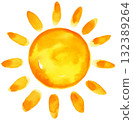 Sun Watercolor Whimsical Style Textured Brush Stroke in Orange and Yellow Color Clipart 132389264