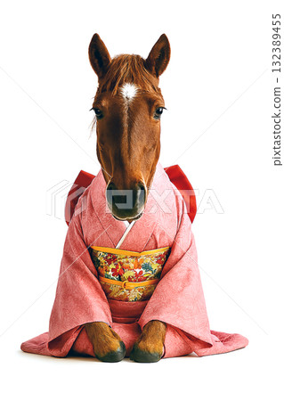 Horse giving New Year's greetings Horse giving New Year's greetings 132389455