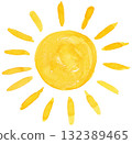 Sun Watercolor Cute Whimsical Cartoon Style, Sunshine with Rays 132389465