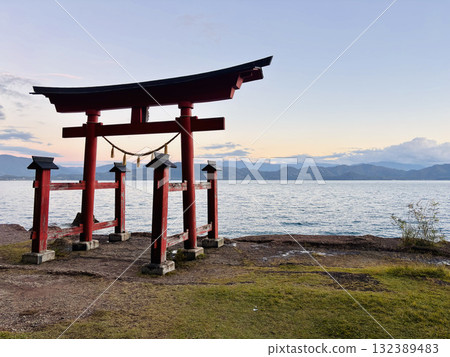 Torii Gate Reflected on a Tranquil Torii Gate Reflected on a Tranquil 132389483