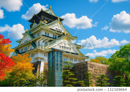Osaka Castle, Osaka Castle Park, Autumn leaves Osaka Castle, Osaka Castle Park, Autumn leaves 132389664