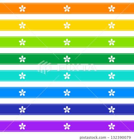 Cute floral ribbon-style banner material, set of 8 colorful colors in yellow and blue 132390079