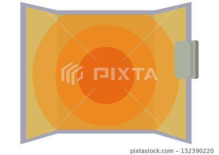 遠紅外線面板加熱器，節能靜音型，設計簡約的家電插畫 132390220