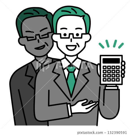 A middle-aged man in a suit working for a fraudulent company A middle-aged man in a suit working for a fraudulent company 132390591