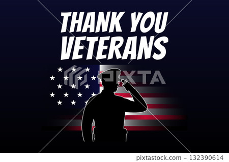 proud salute for american veterans day celebration 132390614
