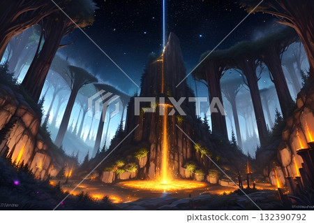 遊戲背景：仰望地下帝國魔王城堡的燃燒廣場 132390792