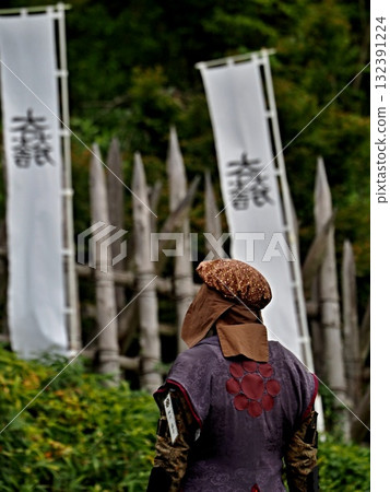 Horse fence and warrior Horse fence and warrior 132391224