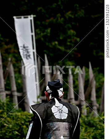 Horse fence and warrior Horse fence and warrior 132391228