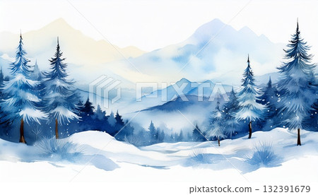 早晨陽光照射下的雪山插畫 早晨陽光照射下的雪山插畫 132391679