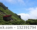 雲霧繚繞的山間小屋 132391794