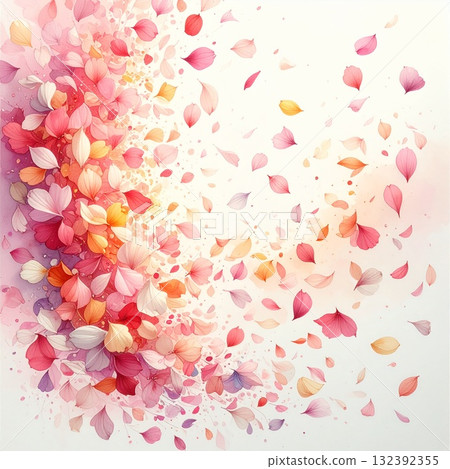 [AI 生成圖像] 舞動花瓣的插圖 132392355