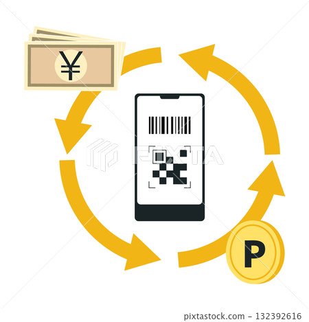 Illustration of smartphone point redemption Illustration of smartphone point redemption 132392616