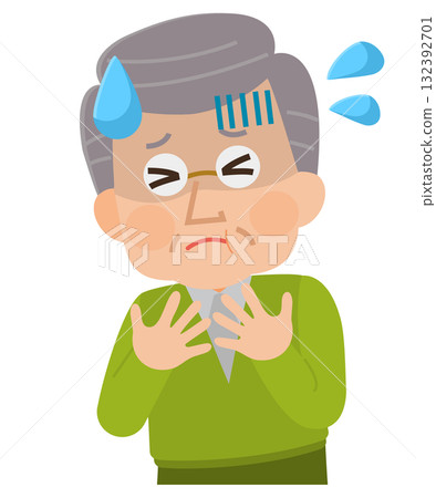 一位老人窒息的插圖 一位老人窒息的插圖 132392701