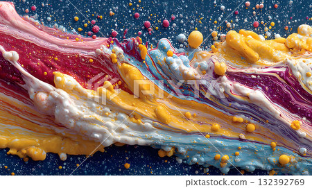 Vibrant abstract splash with paint and liquid...-插圖素材 [132392769] - PIXTA圖庫