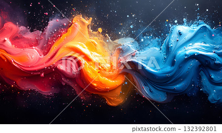 Vibrant abstract splash with paint and liquid movement. 132392801