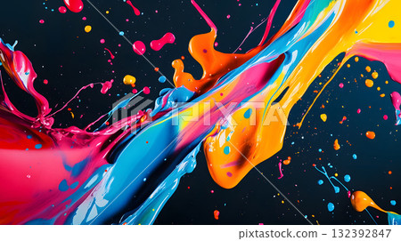 Vibrant abstract splash with paint and liquid movement. Vibrant abstract splash with paint and liquid movement. 132392847