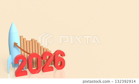 The Rocket and 2026 Chart for Business concept 3d Rendering. 132392914