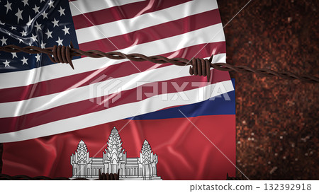 The America and Cambodia flag for Background concept 3d rendering. The America and Cambodia flag for Background concept 3d rendering. 132392918