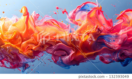 Vibrant abstract splash with paint and liquid movement. 132393049