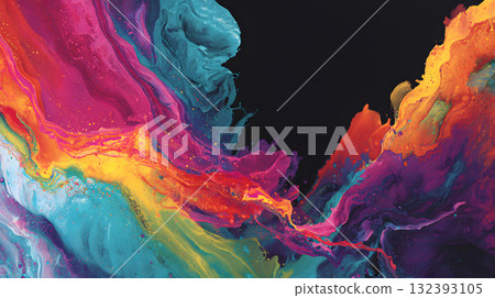 Vibrant abstract splash with paint and liquid movement. Vibrant abstract splash with paint and liquid movement. 132393105