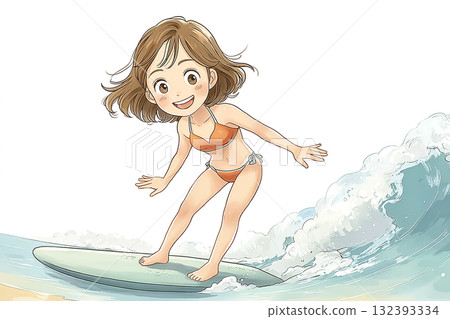 Miyu系列：短髮女衝浪手（全身） 132393334