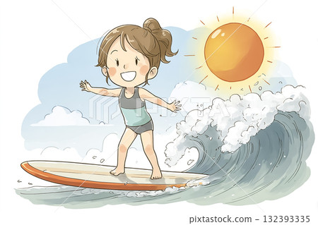 Miyu系列：短髮女衝浪手（全身） 132393335