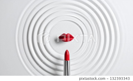 Minimalist visuals highlighting red lipstick and lips generative ai 132393343