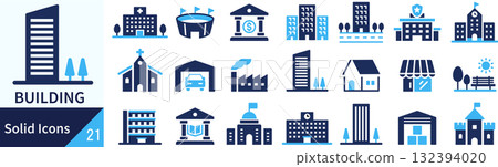 向量建築輪廓圖示集 向量建築輪廓圖示集 132394020