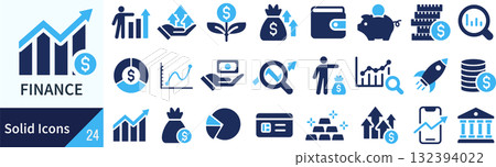 Vector finance silhouette icon set 132394022