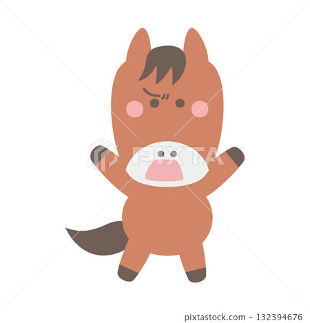 憤怒的可愛馬人物插圖素材 132394676