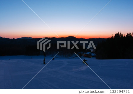 Hakuba Sanosaka Ski Resort, gliding toward Lake Aoki at sunrise business Hakuba Sanosaka Ski Resort, gliding toward Lake Aoki at sunrise business 132394751