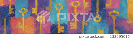 金鑰匙主題抽象繪畫風格生動的藝術背景 132395015